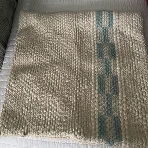 West Elm Cream and Blue Accent Pillow